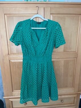 PrettyGarden Green Eyelet Short Sleeve Dress